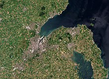 Satellite image of Belfast with Lough