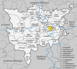 Kaart van Benningen am Neckar