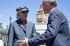 Geldof outside the Houses of Parliament in London during the Brexit Protest March on 2 July 2016