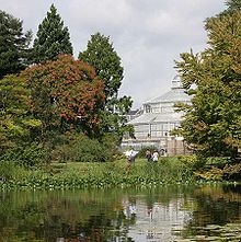 A view of the Palm House across the lake Botanisk-Have-Kbh-190807.jpg