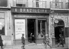 Lisbon's Café A Brasileira in 1911, before its 1920s Art Deco renovation.