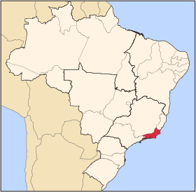 리우데자네이루 주가 강조된 브라질 지도