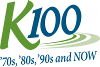 Original version of the current logo, created in 2006 when the station was playing a soft rock format. CIOK K-100 Slogan 2006.svg