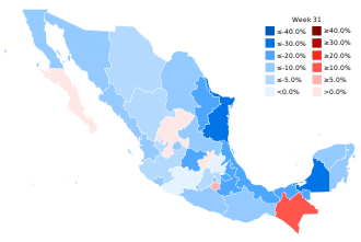 COVID-19 Outbreak Cases in Mexico by percentage of increase or decrease of new cases by state.svg
