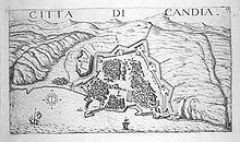The siege of Candia (fortifications pictured) during the Cretan War was the second longest siege in history, lasting from 1648 to 1669 for a total of 21 years Candia III.jpg