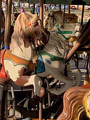 Wooden horses on a carousel in Maryland, USA