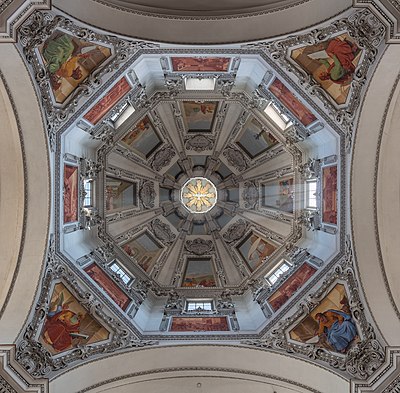 Central dome of Salzburg Cathedral, Austria.