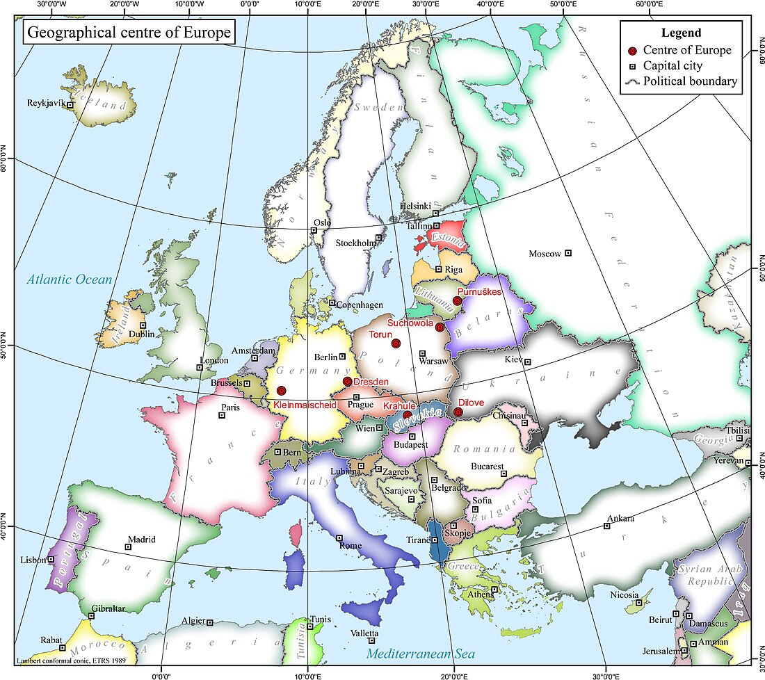 Geografisch middelpunt van Europa