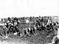 Children are digging up frozen potatoes in the field of a collective farm in Udachne village, Donetsk Oblast, Ukraine, 1933