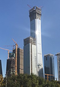 Строительство небоскрёба Чайна-Цзунь в ноябре 2017.