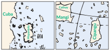 Side by side outlines of the map's depiction of the Caribbean and the Behaim globe's depiction of Asia's east coast show different coastlines but a similar arrangement of land masses.