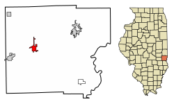 Clark County Illinois Incorporated and Unincorporated areas Martinsville Highlighted.svg