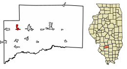 Location of Aviston in Clinton County, Illinois.