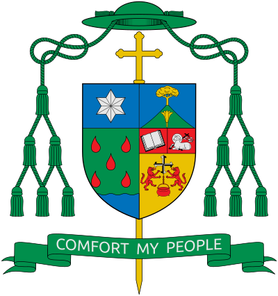 Coat of arms of Nestor Celestial Cariño as Bishop of Borongan.svg