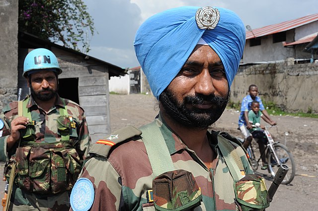 Indian peacekeepers on duty, protecting aid workers.