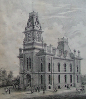 An 1877 drawing of the second purpose-built courthouse Courthouse in Warren County, Indiana from 1877 atlas.png