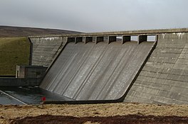 A concrete damhead spillway