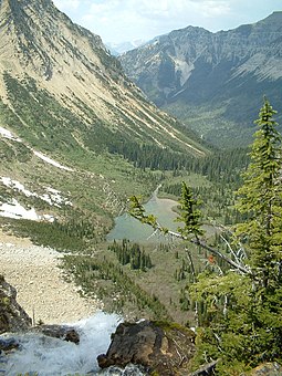 A view from the brink of Crypt Falls of the valley below. Cryptfallsedge.jpg