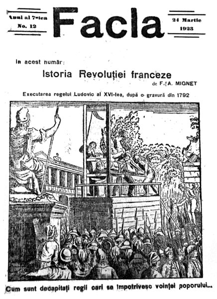 Facla of March 24, 1923, published with the warning Cum sunt decapitați regii cari se împotrivesc voinței poporului... ("How they decapitate kings who
