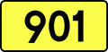 English: Sign of DW 901 with oficial font Drogowskaz and adequate dimensions.