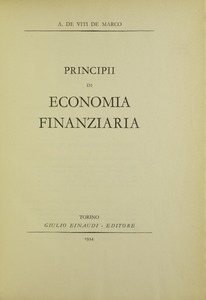 De Viti De Marco - Rahoitustalouden periaatteet, 1934 - 5735415.tif