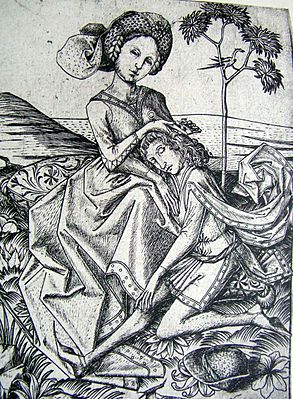 Master E.S., Samson and Delilah, 1460s