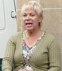 Actress Denise Welch dyed her hair for the role of Alison Slater. Denise Welch.jpg