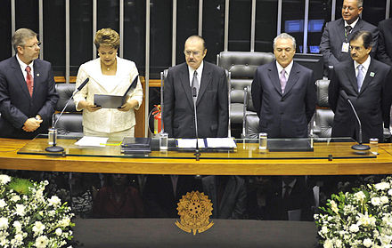Dilma Rousseff takes the oath of office of the President of Brazil, 1 January 2011.