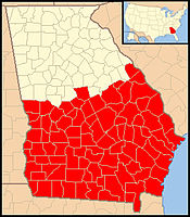 Mapa diecezji Savannah