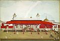 Diwan-i-Khas, Red Fort, Delhi with red awnings or shamianas, in 1817