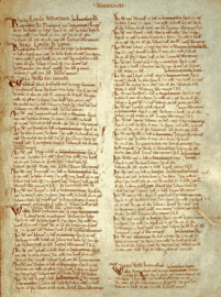 A page of Domesday Book for Warwickshire; a key source for historians Domesday Book - Warwickshire.png