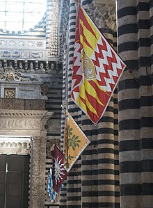 Drapeaux des contrade dans le Duomo