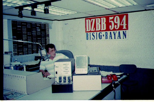 Arman Roque during his radio program in the early 1990s