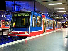 P86 stock with original DLR livery at Essen Hauptbahnhof, 2005 EVAG P86 5211 Hauptbahnhof.jpg