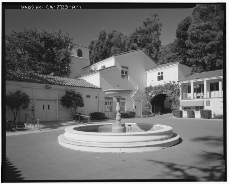 File:EXTERIOR, COURTYARD AND MONKEY FOUNTAIN, FACING NORTHWEST - J. Paul Getty Museum, Ranch House, 17985 Pacific Coast Highway, Malibu, Los Angeles County, CA HABS CAL,19-MALI,1A-1.tif