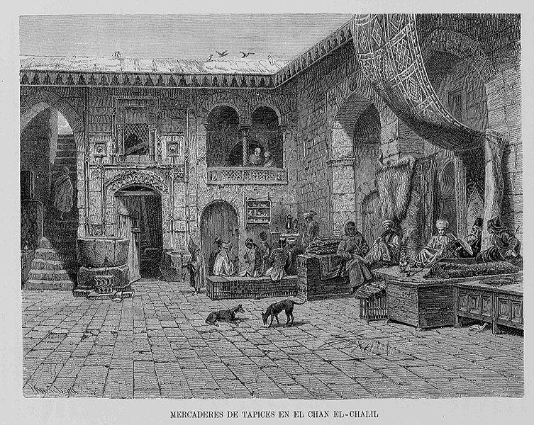 File:Egipto, 1882 "Mercaderes de tapices en el Chan El-chalil" (21435918655).jpg