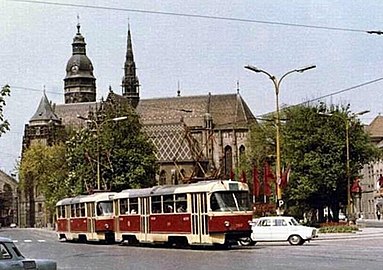 Трамвай Tatra T3 на вул. Головній, 1970