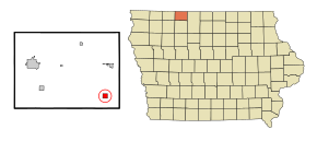 Emmet County Iowa Incorporated and Unincorporated areas Ringsted Highlighted.svg