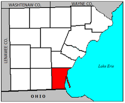Location of Erie Township within Monroe County.