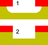 Schematic depiction of a silicon substrate that is covered with a protective layer (red). 1: Wet chemical etching leads to isotropic etching 2: Etching methods that operate in the gas-phase allow anisotropic etching but are expensive. Etch anisotropy.png