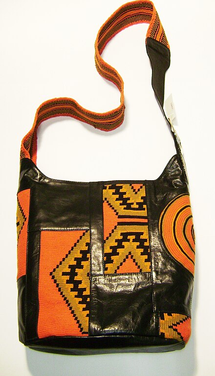 Colorful handbag made with materials crafted by natives