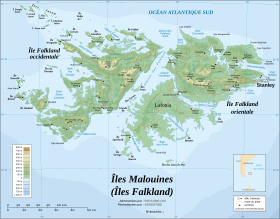 kaart: Geografie van de Falklands