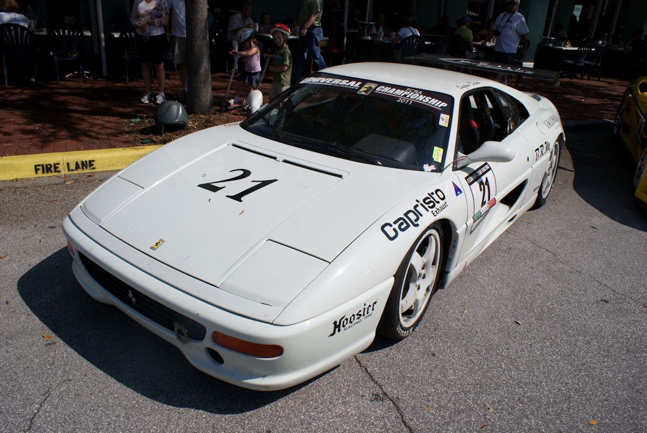 Image of Ferrari Racing F355 Challenge Onofrio Triarsi LSideFront CECF 9April2011 (14414302419)