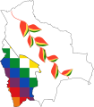 Flag-map of Bolivia, Wiphala & bandera de la flor de Patujú.svg