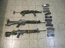 Comparison of the Hungarian AMD-65 (top), the American M16A1 (middle) and the Israeli Galil ARM (bottom) Flickr - Israel Defense Forces - Militant in Possession of Explosives and Multiple Guns.jpg