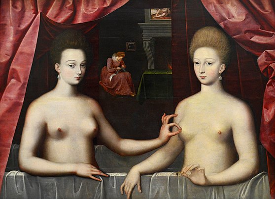 Gabrielle d'Estrées et une de ses sœurs, Inconnu, 1594.