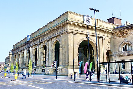 The station's imposing stone portico