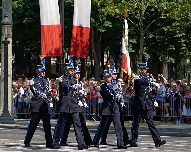 Colour guard of the General Directorate of the National Police, 2013 Bastille Day parade, Paris