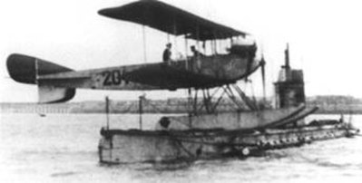 U-12 shown with seaplane on deck