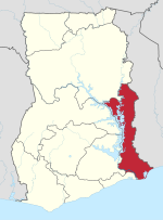 Location of Volta in Ghana